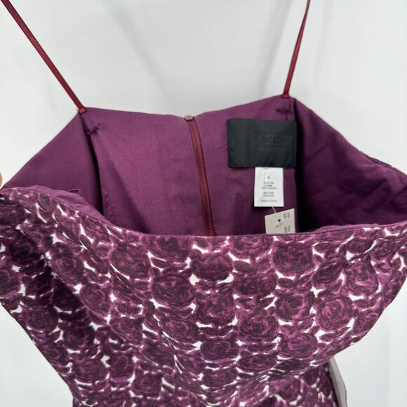 NWT J. CREW Purple Floral Strapless 100% Silk Bodycon Mini Dress Size 0 - Picture 4 of 6